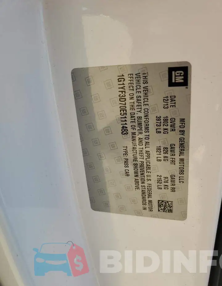 1G1YF3D70E5111483 Photo# 12