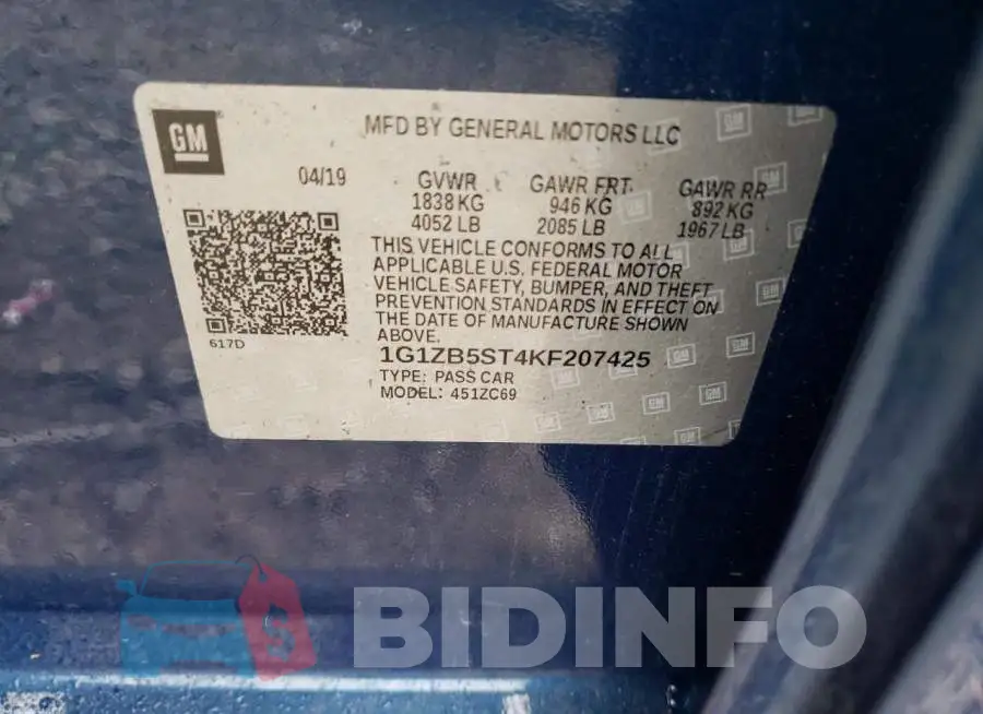 1G1ZB5ST4KF207425 Photo# 12
