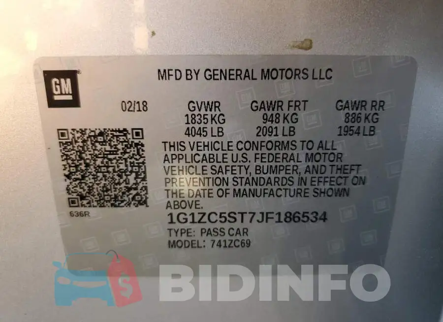1G1ZC5ST7JF186534 Photo# 12