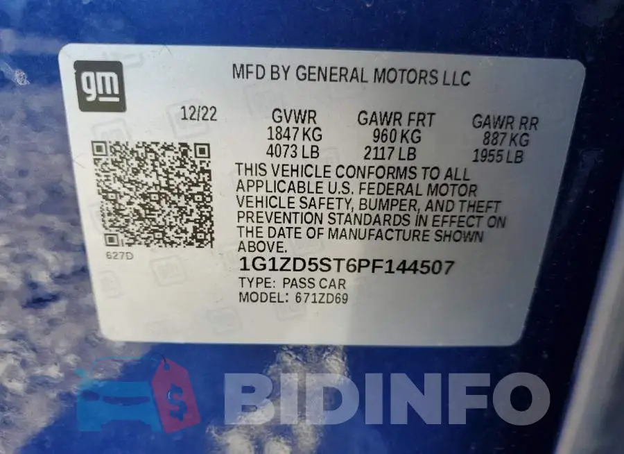 1G1ZD5ST6PF144507 Photo# 12