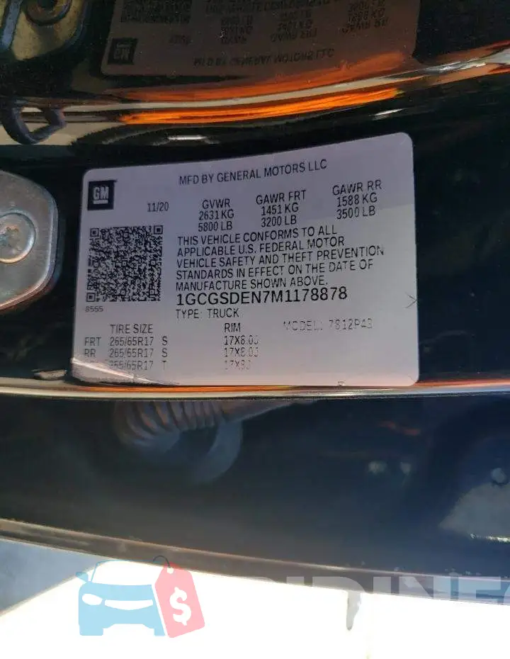 1GCGSDEN7M1178878 Photo# 12