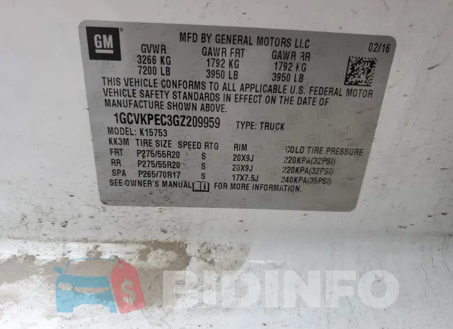 1GCVKPEC3GZ209959 Photo# 12