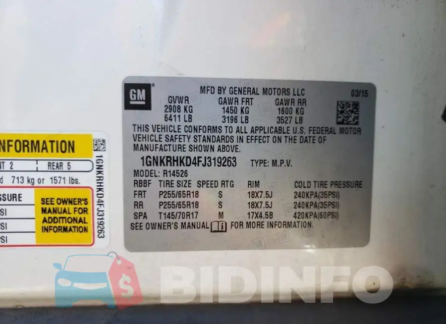 1GNKRHKD4FJ319263 Photo# 14