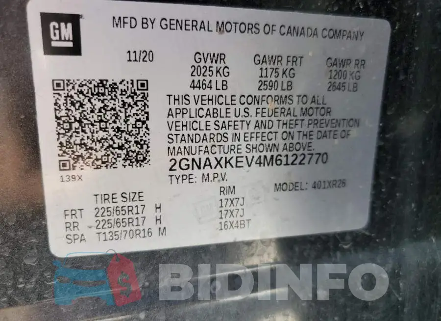 2GNAXKEV4M6122770 Photo# 12