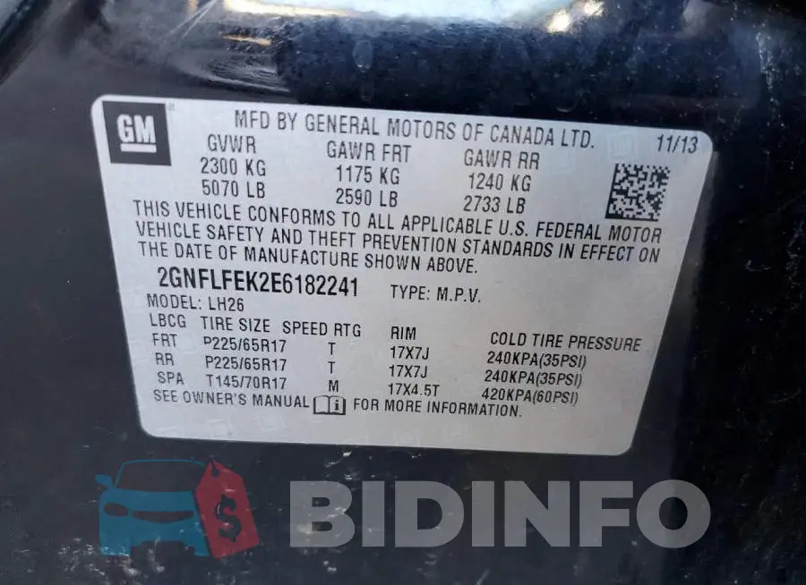2GNFLFEK2E6182241 Photo# 13