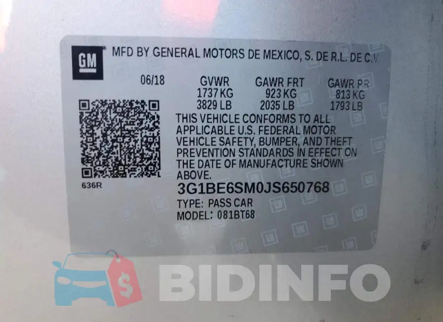 3G1BE6SM0JS650768 Photo# 13