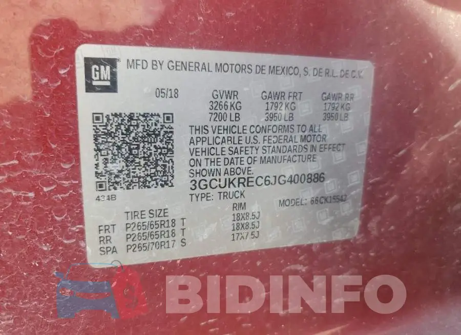 3GCUKREC6JG400886 Photo# 12