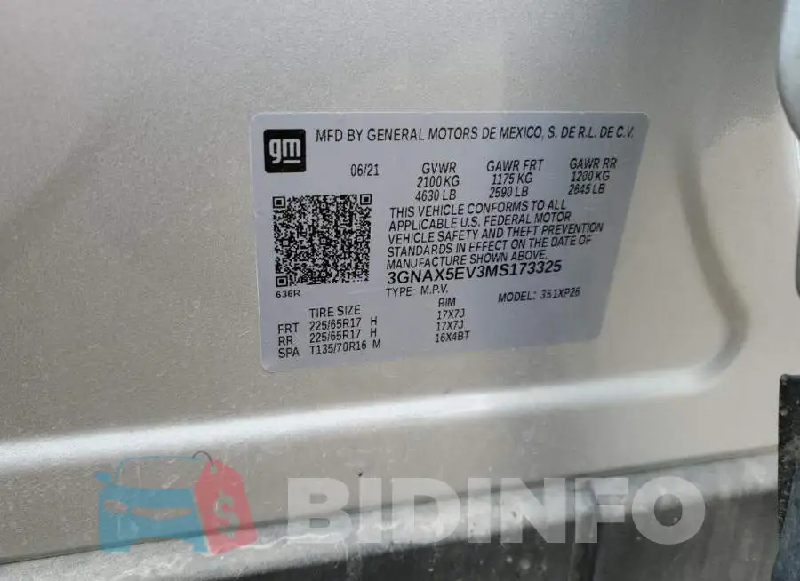 3GNAX5EV3MS173325 Photo# 13