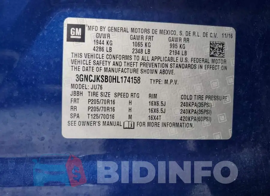 3GNCJKSB0HL174158 Photo# 13