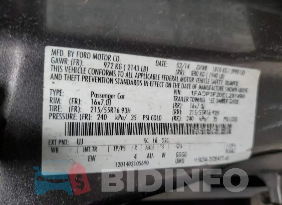 1FADP3F20EL291490 Photo# 13