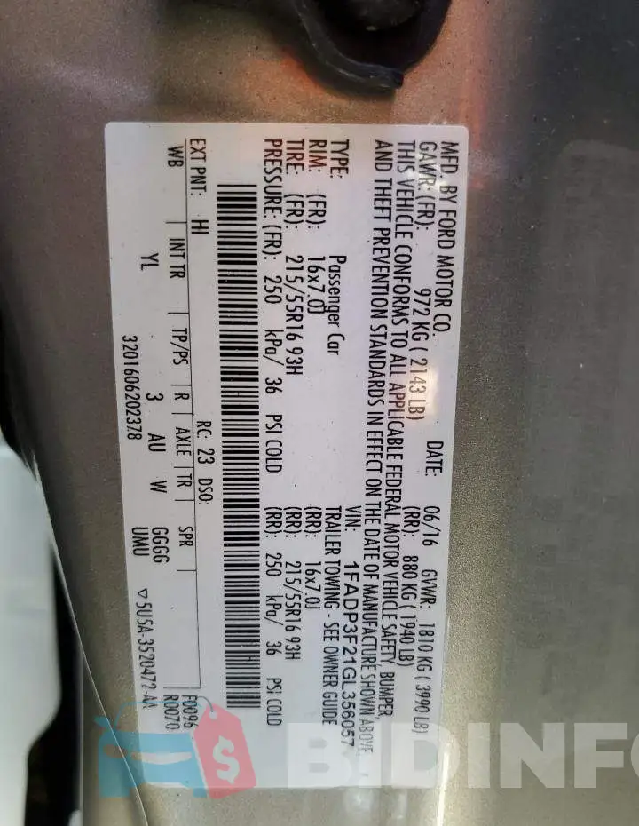 1FADP3F21GL356057 Photo# 12