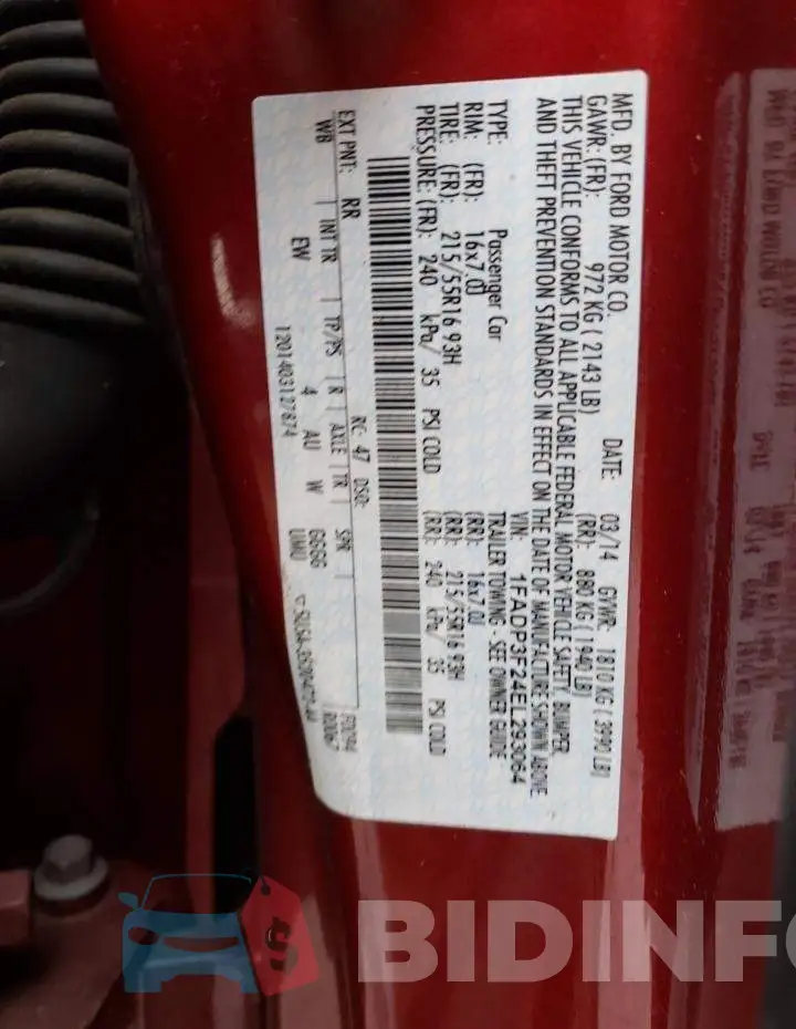 1FADP3F24EL293064 Photo# 12