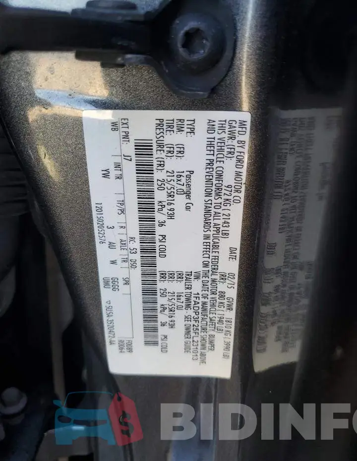 1FADP3F25FL231013 Photo# 12