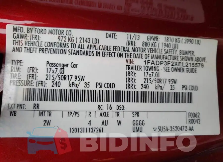1FADP3F2XEL215579 Photo# 12