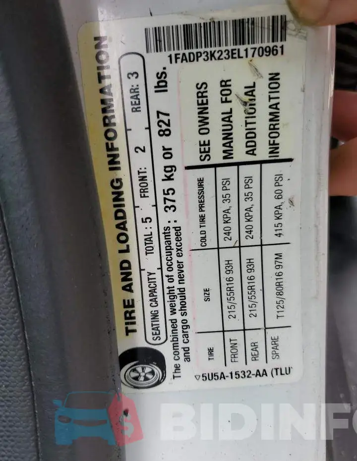1FADP3K23EL170961 Photo# 12