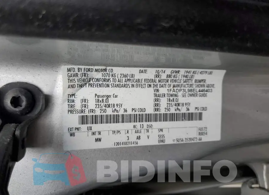 1FADP3L98EL446403 Photo# 13