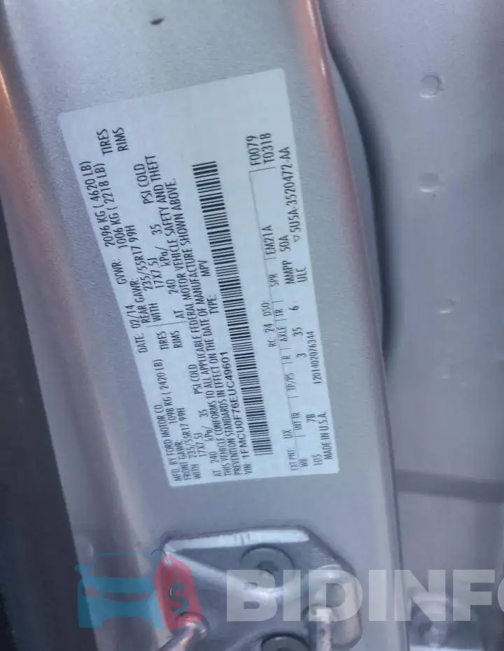 1FMCU0F76EUC49601 Photo# 13