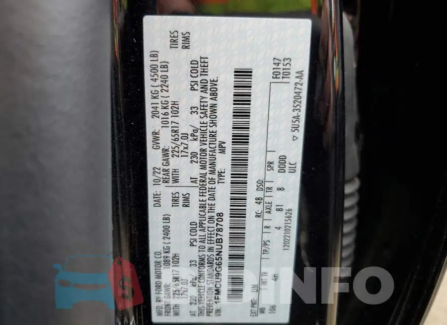 1FMCU9G65NUB78708 Photo# 13