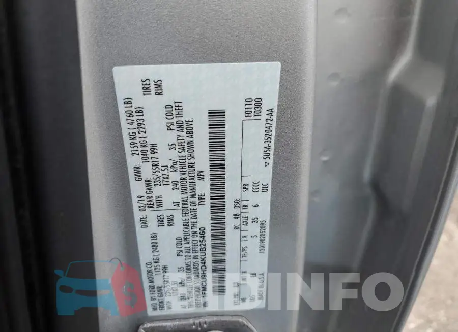 1FMCU9HD4KUB25460 Photo# 12