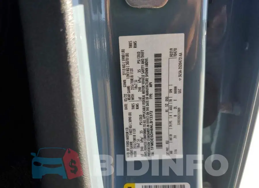 1FMDE5DH6NLB13372 Photo# 12