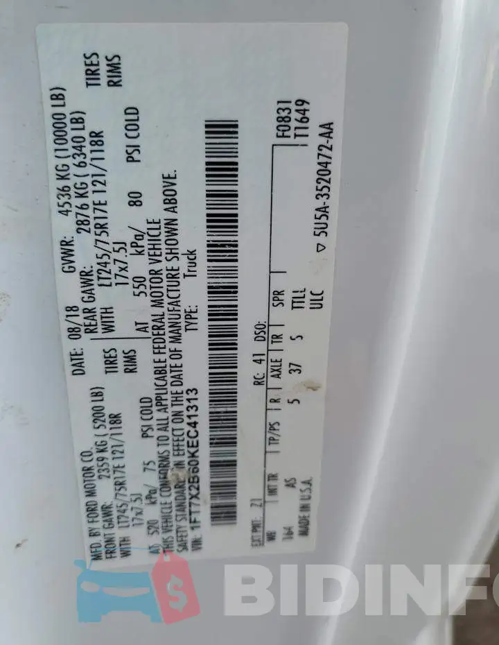 1FT7X2B60KEC41313 Photo# 12