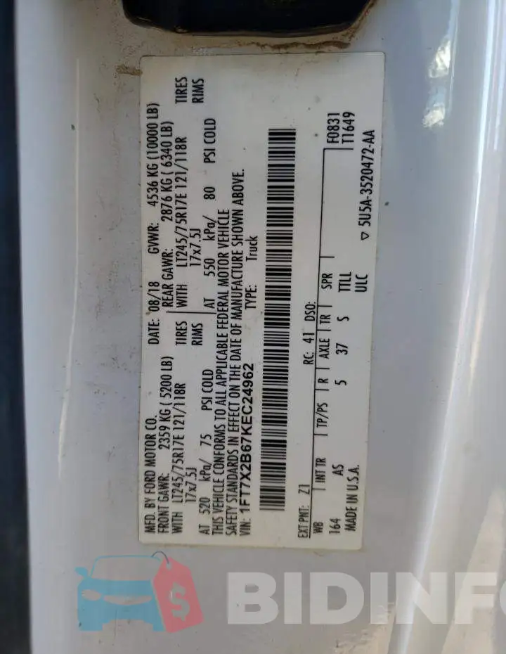 1FT7X2B67KEC24962 Photo# 12