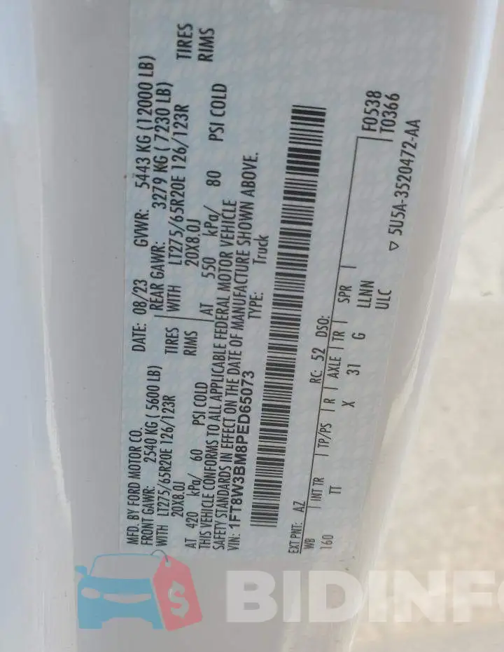 1FT8W3BM8PED65073 Photo# 10