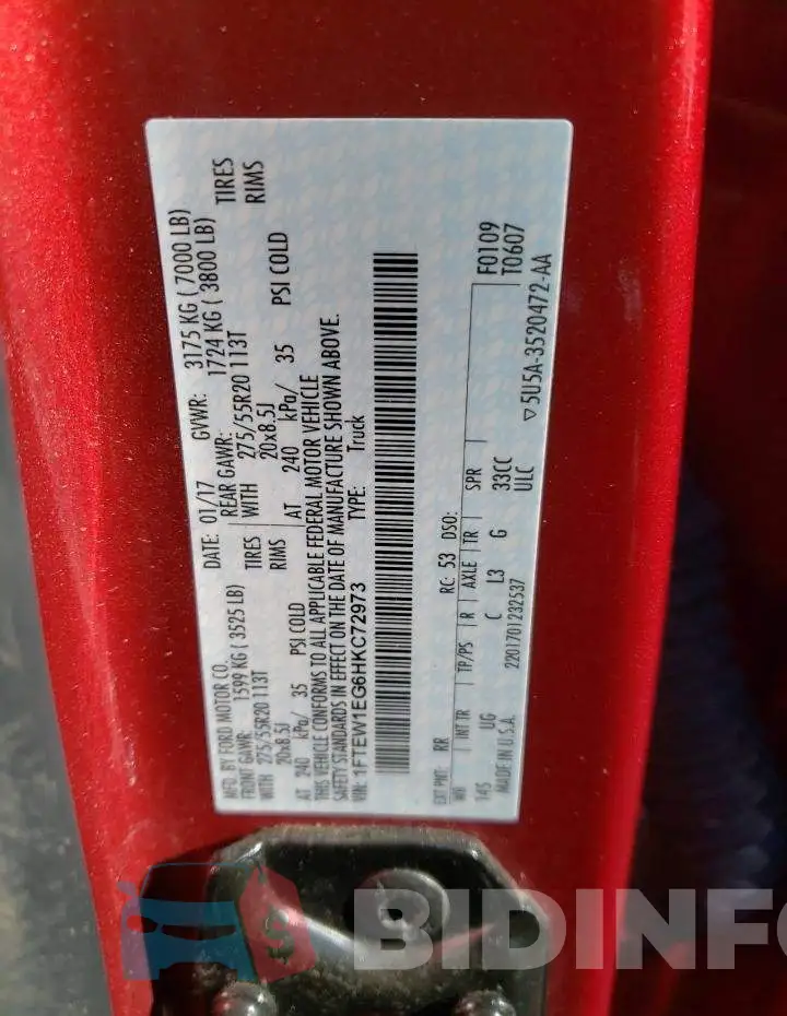 1FTEW1EG6HKC72973 Photo# 13