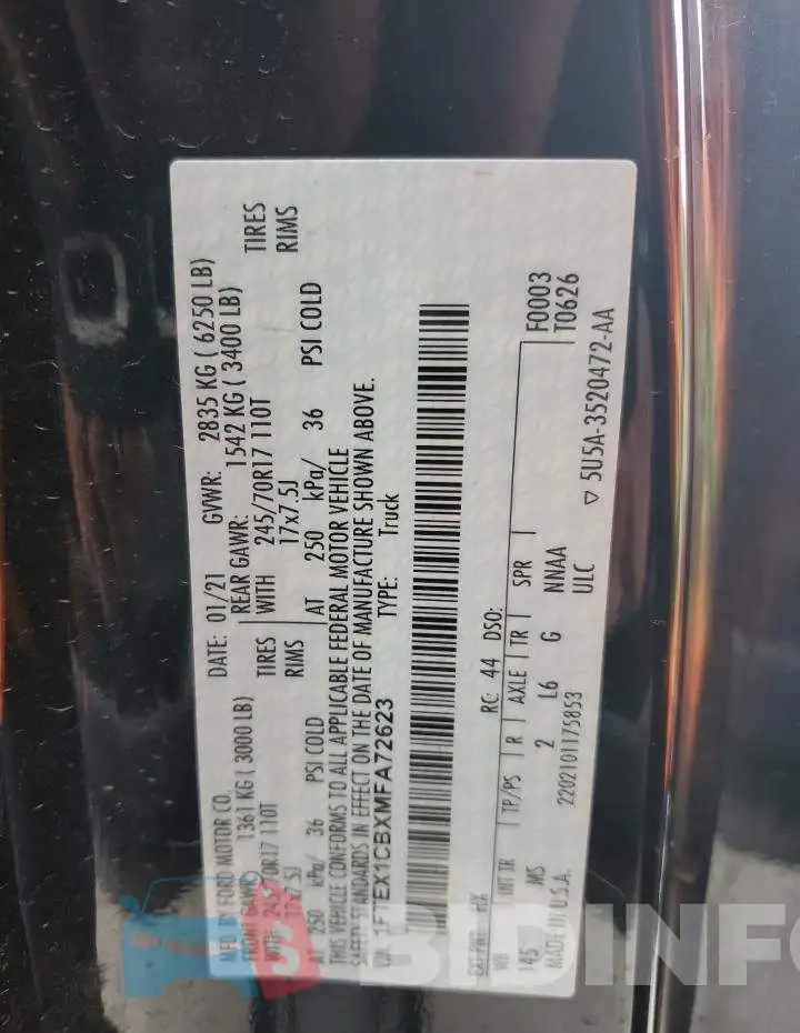 1FTEX1CBXMFA72623 Photo# 13