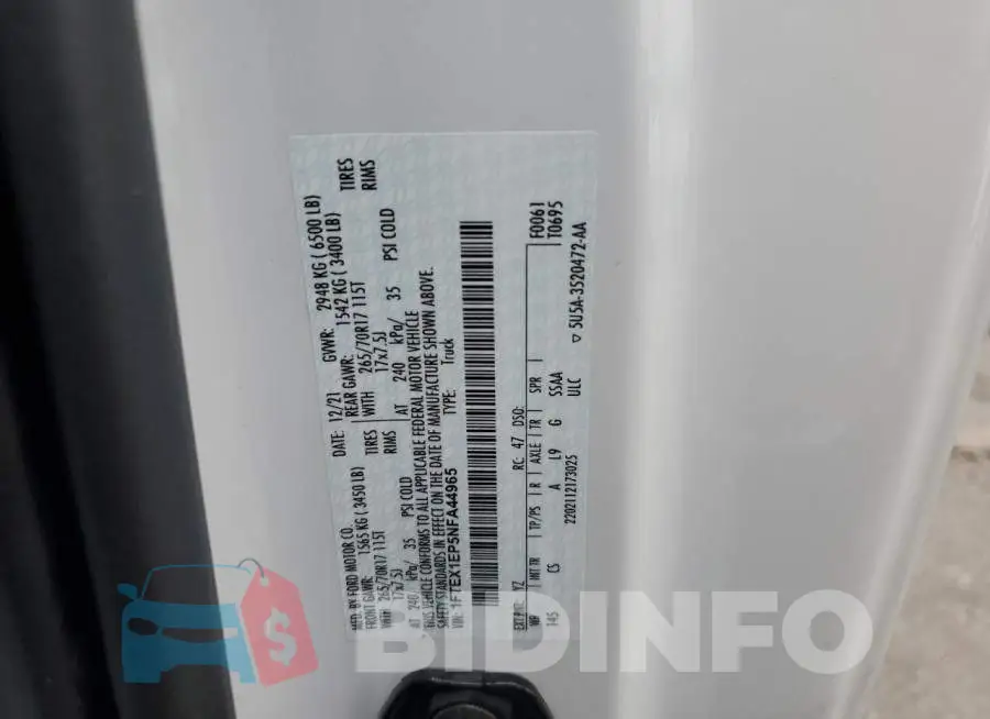 1FTEX1EP5NFA44965 Photo# 12