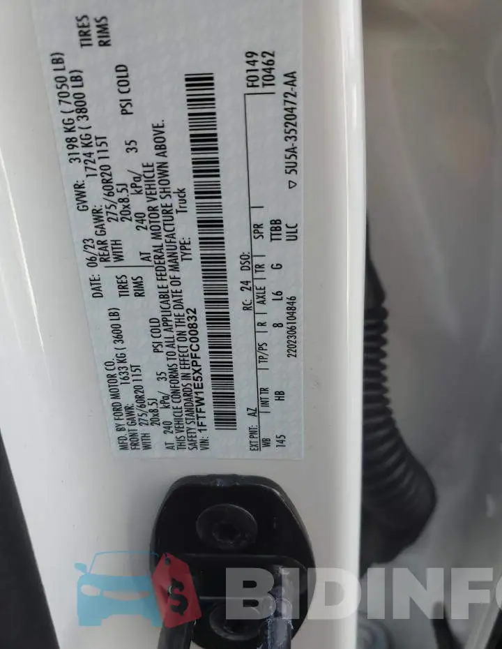 1FTFW1E5XPFC00832 Photo# 12