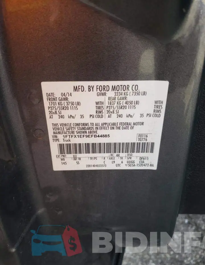 1FTFX1EF9EFB44885 Photo# 12