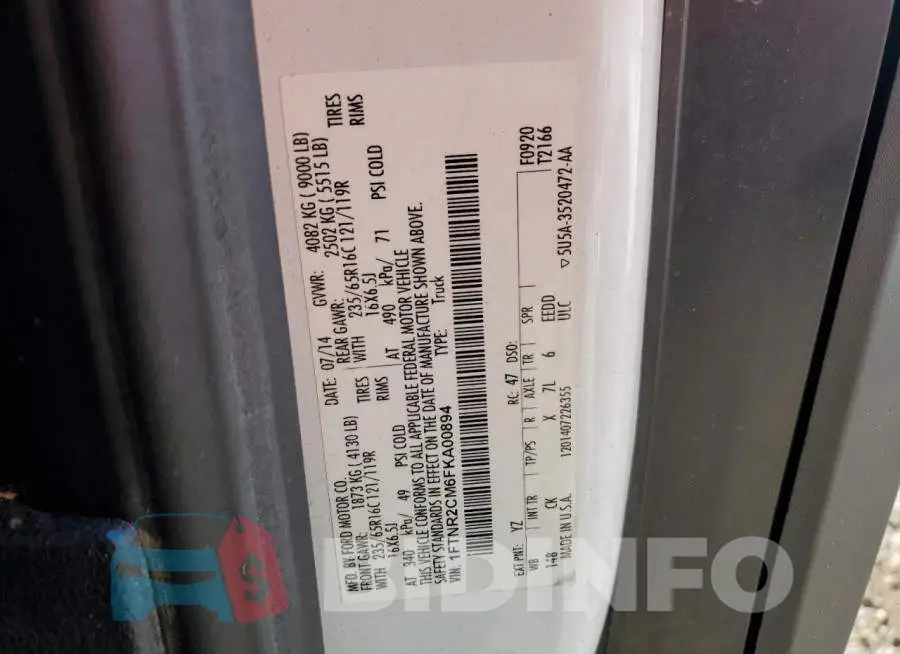1FTNR2CM6FKA00894 Photo# 13