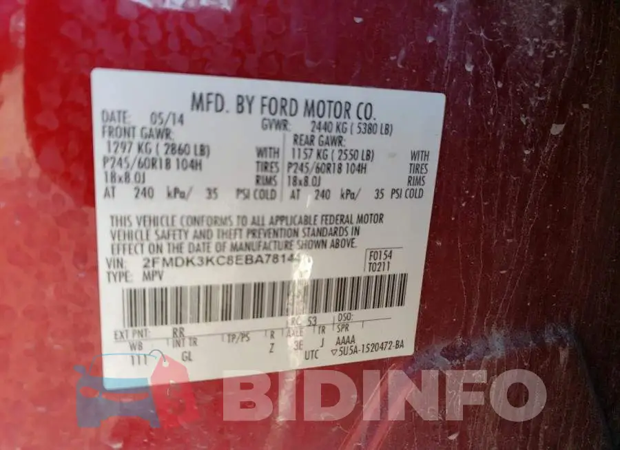 2FMDK3KC8EBA78144 Photo# 13