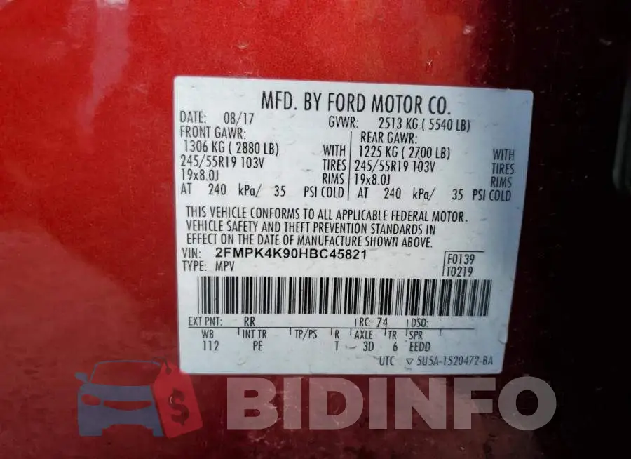 2FMPK4K90HBC45821 Photo# 13
