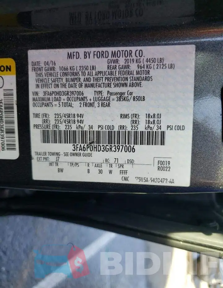 3FA6P0HD3GR397006 Photo# 12