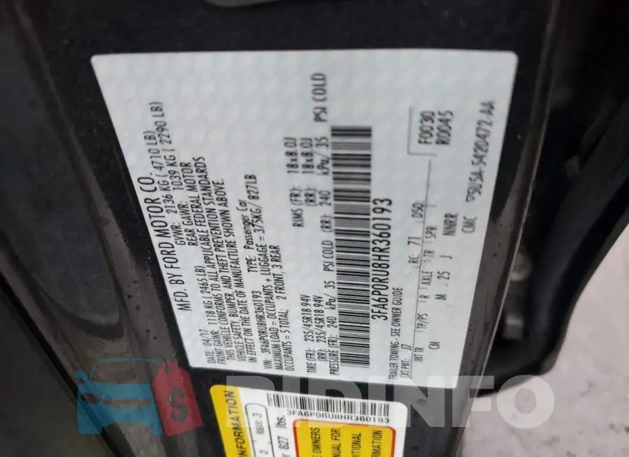 3FA6P0RU8HR360193 Photo# 12
