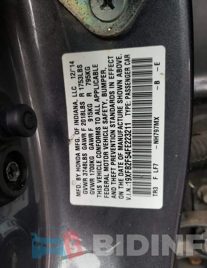 19XFB2F54FE223211 Photo# 12