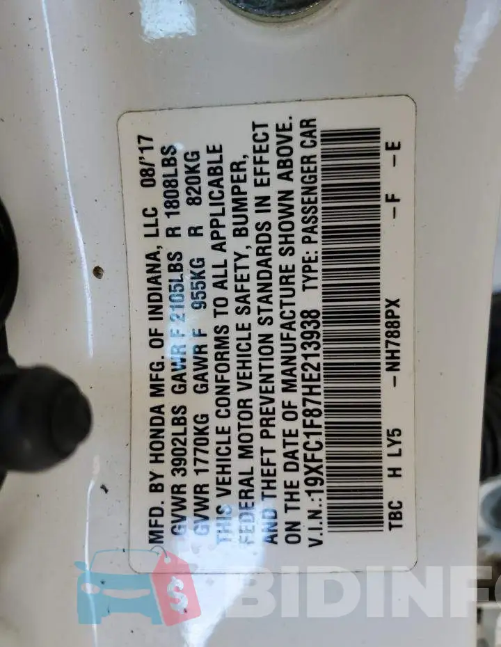 19XFC1F87HE213938 Photo# 12