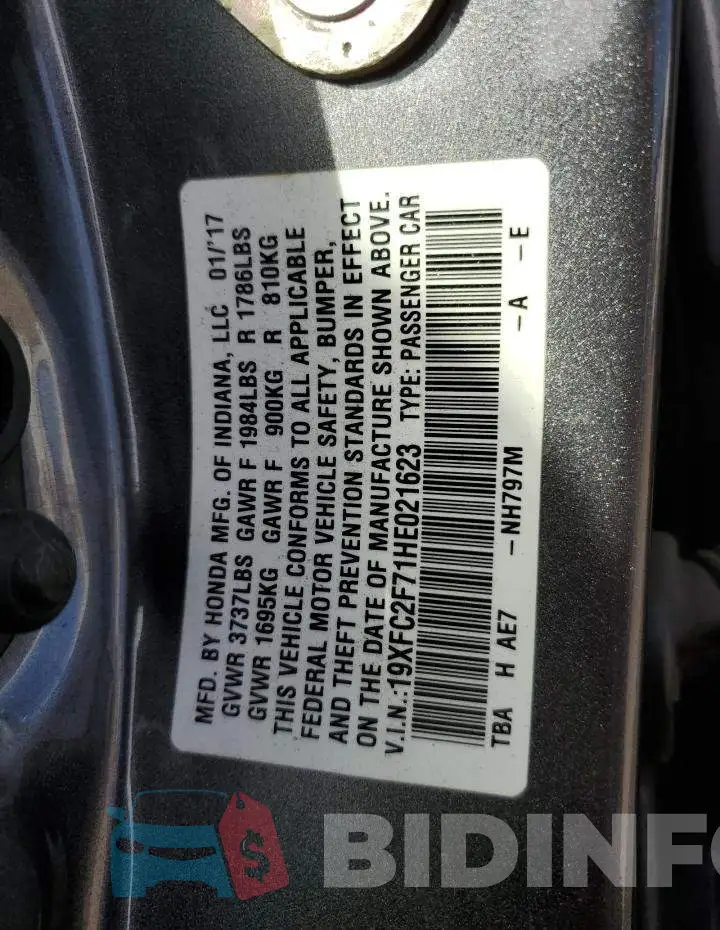 19XFC2F71HE021623 Photo# 12