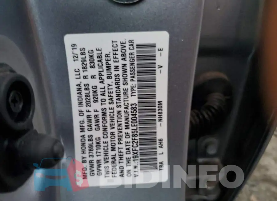 19XFC2F85LE004583 Photo# 12
