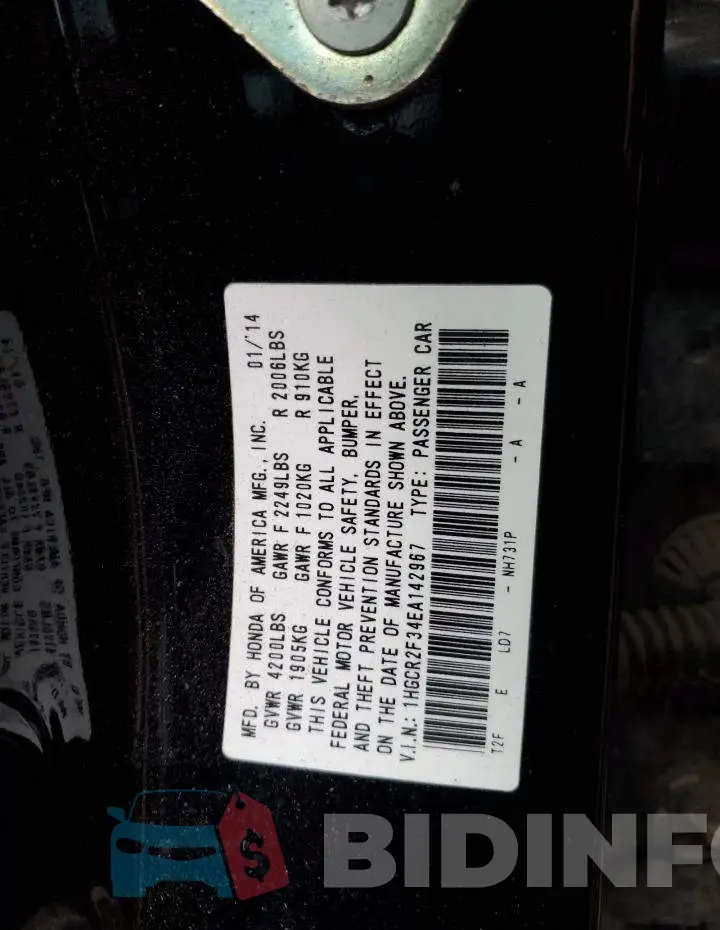 1HGCR2F34EA142967 Photo# 12