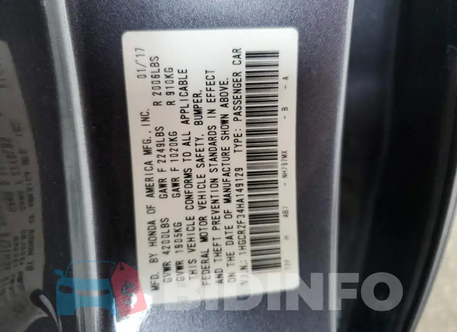 1HGCR2F34HA149129 Photo# 12
