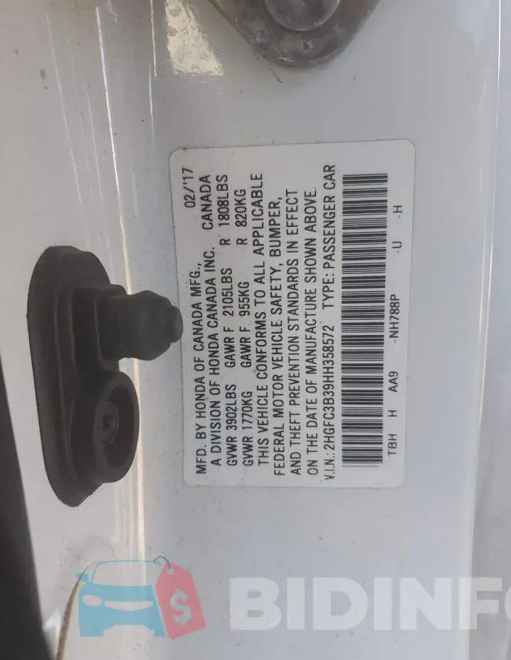 2HGFC3B39HH358572 Photo# 12