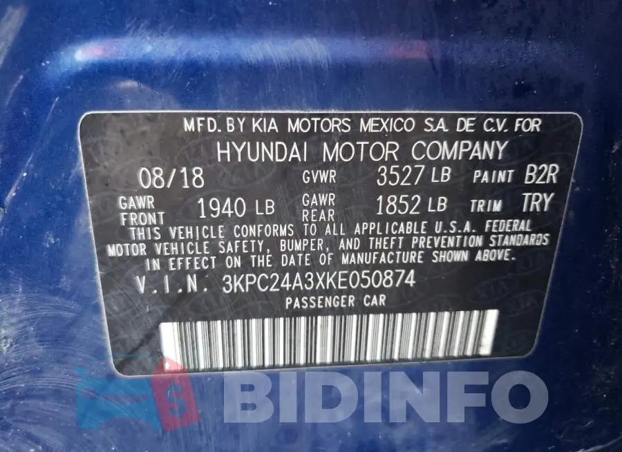 3KPC24A3XKE050874 Photo# 12