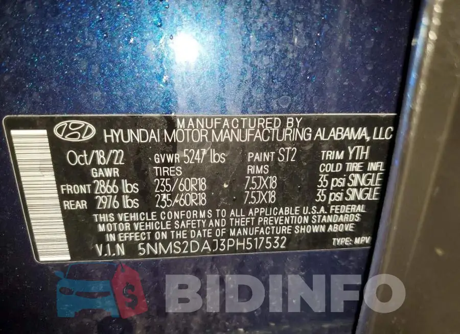 5NMS2DAJ3PH517532 Photo# 13