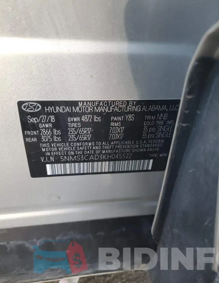 5NMS3CAD3KH045522 Photo# 13