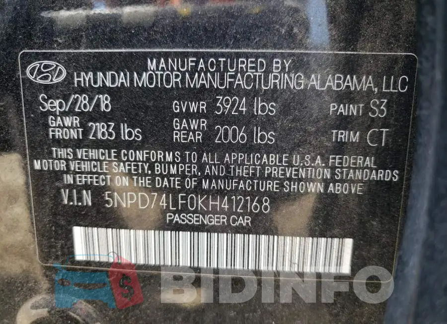 5NPD74LF0KH412168 Photo# 12