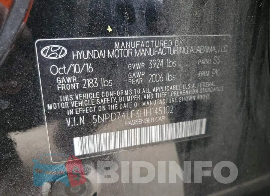 5NPD74LF3HH145102 Photo# 12