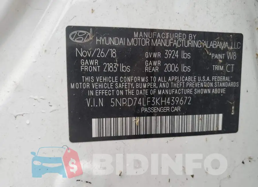 5NPD74LF3KH439672 Photo# 12